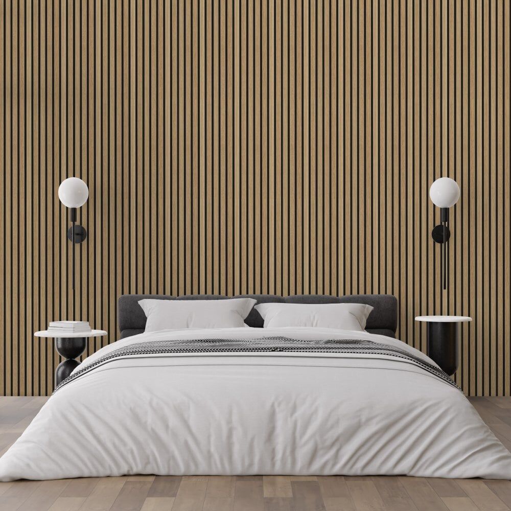 Natural Oak Premium Decorative Acoustic Slat Wall Panel - 2400mm x 600mm - Image 4