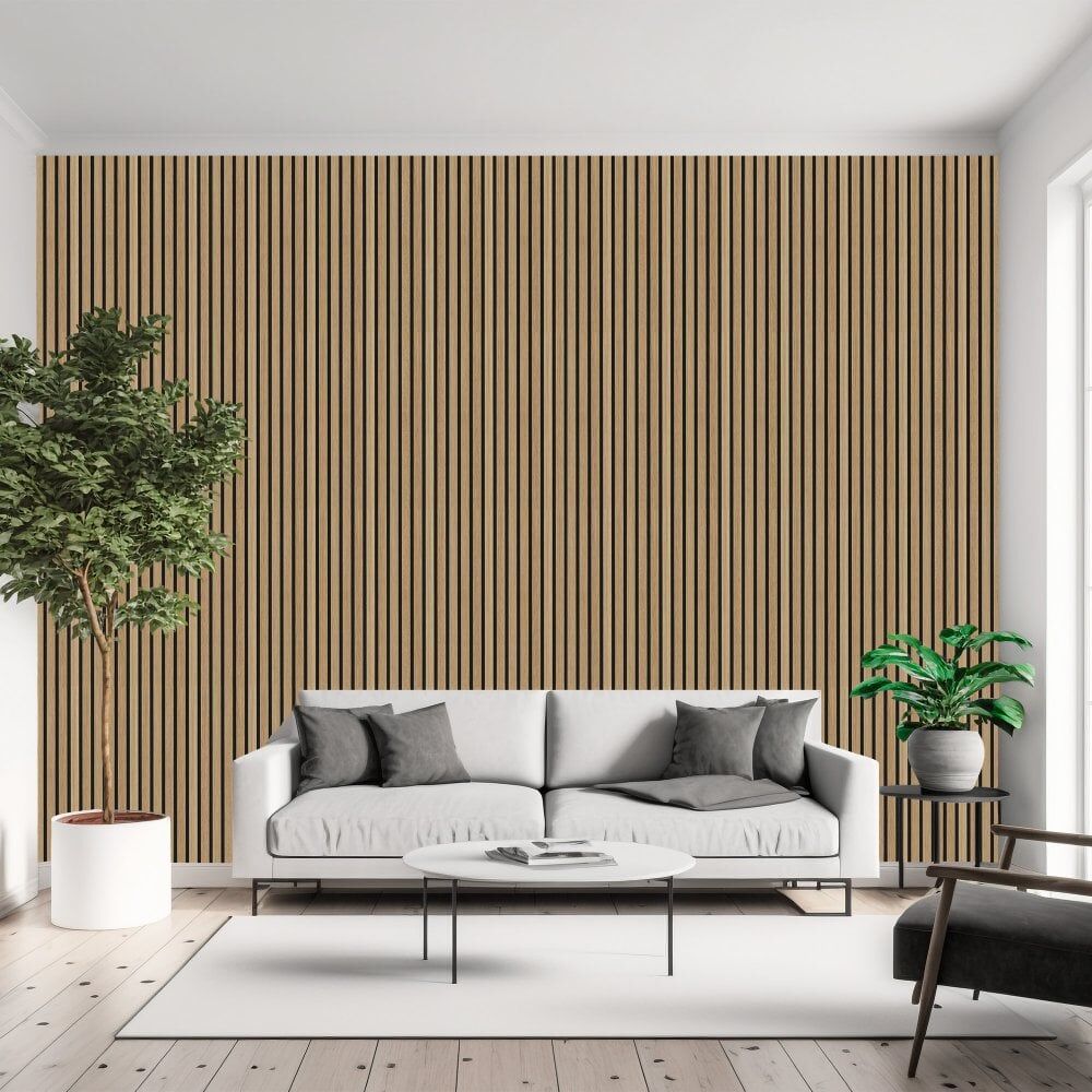 Natural Oak Premium Decorative Acoustic Slat Wall Panel - 2400mm x 600mm - Image 5
