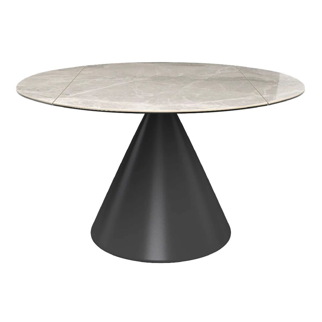 Alonso Gloss Light Grey Ceramic Extending Dining Table - 135cm - Image 2