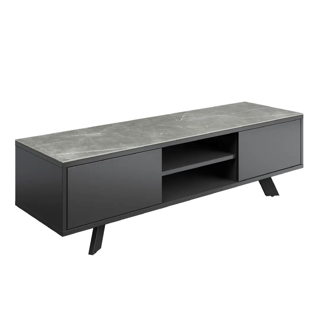 Azzaro Matte Grey Ceramic TV Unit - Image 2