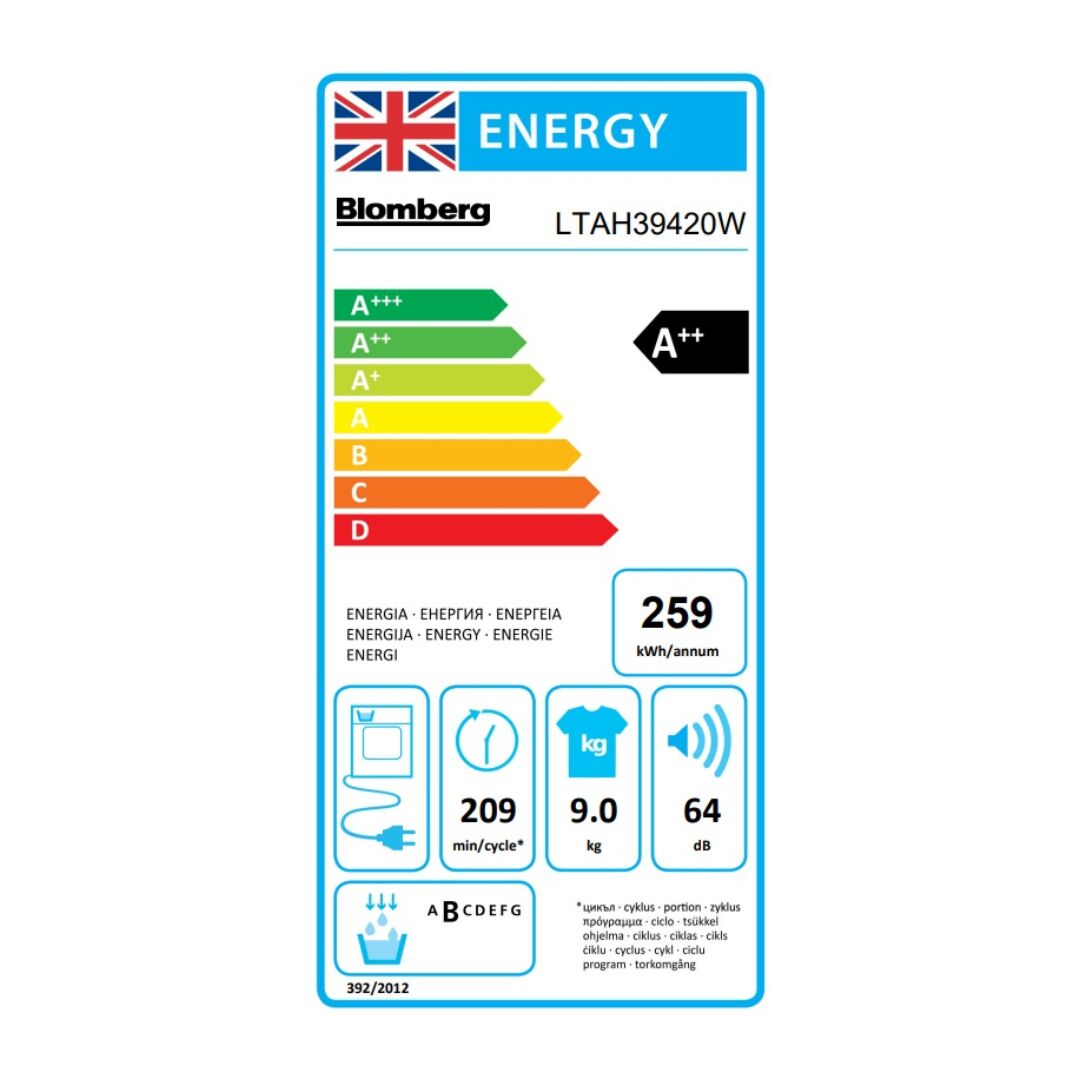Blomberg LTAH39420W 9kg Heat Pump Tumble Dryer - White - Image 4