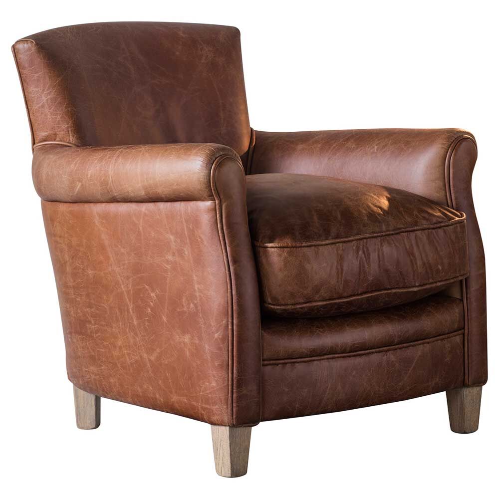 Buckingham Chair Vintage Brown Leather - Image 5
