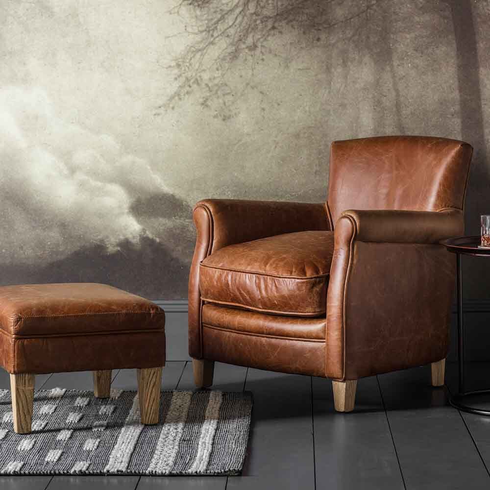 Buckingham Chair Vintage Brown Leather - Image 3