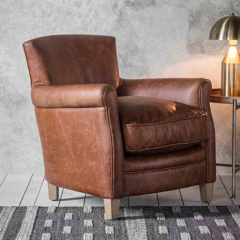 Buckingham Chair Vintage Brown Leather - Image 4