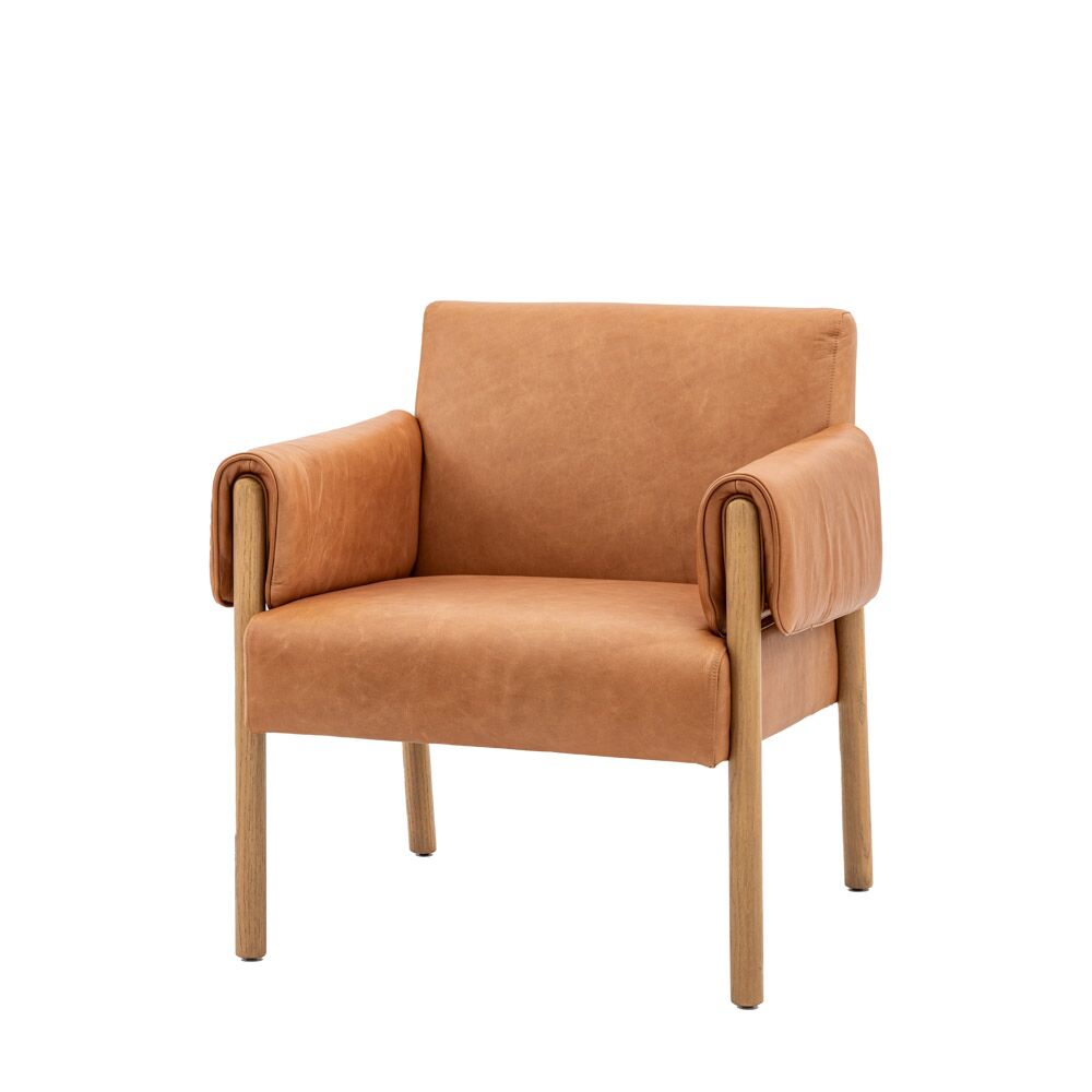 Avon Armchair Brown Leather - Image 3