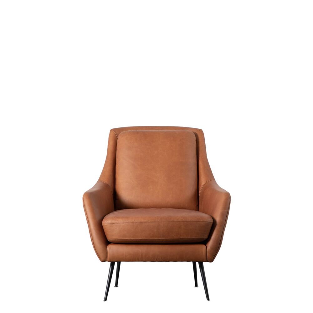 Quebec Armchair Brown Leather - Image 3
