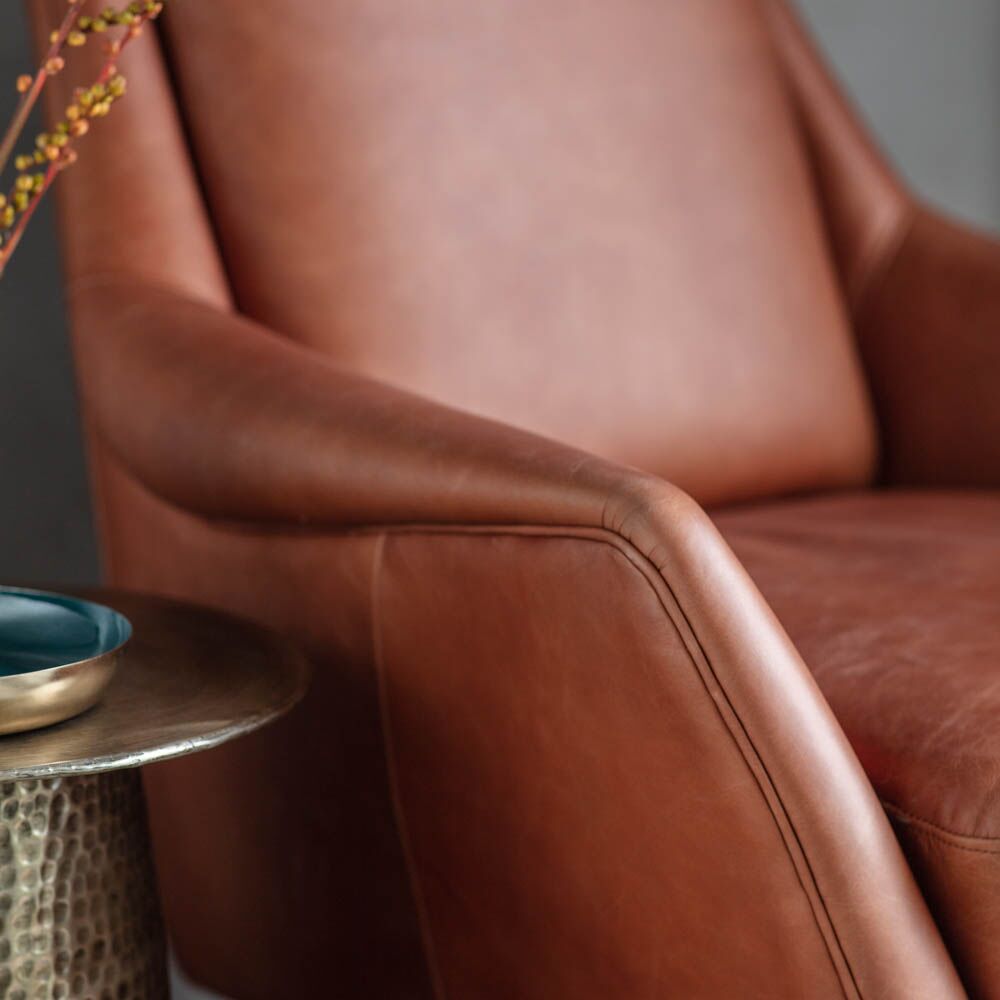 Quebec Armchair Brown Leather - Image 2