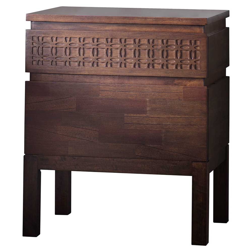 Aswan Retreat Bedside 2 Drawer Chest Brown Mango - Image 3