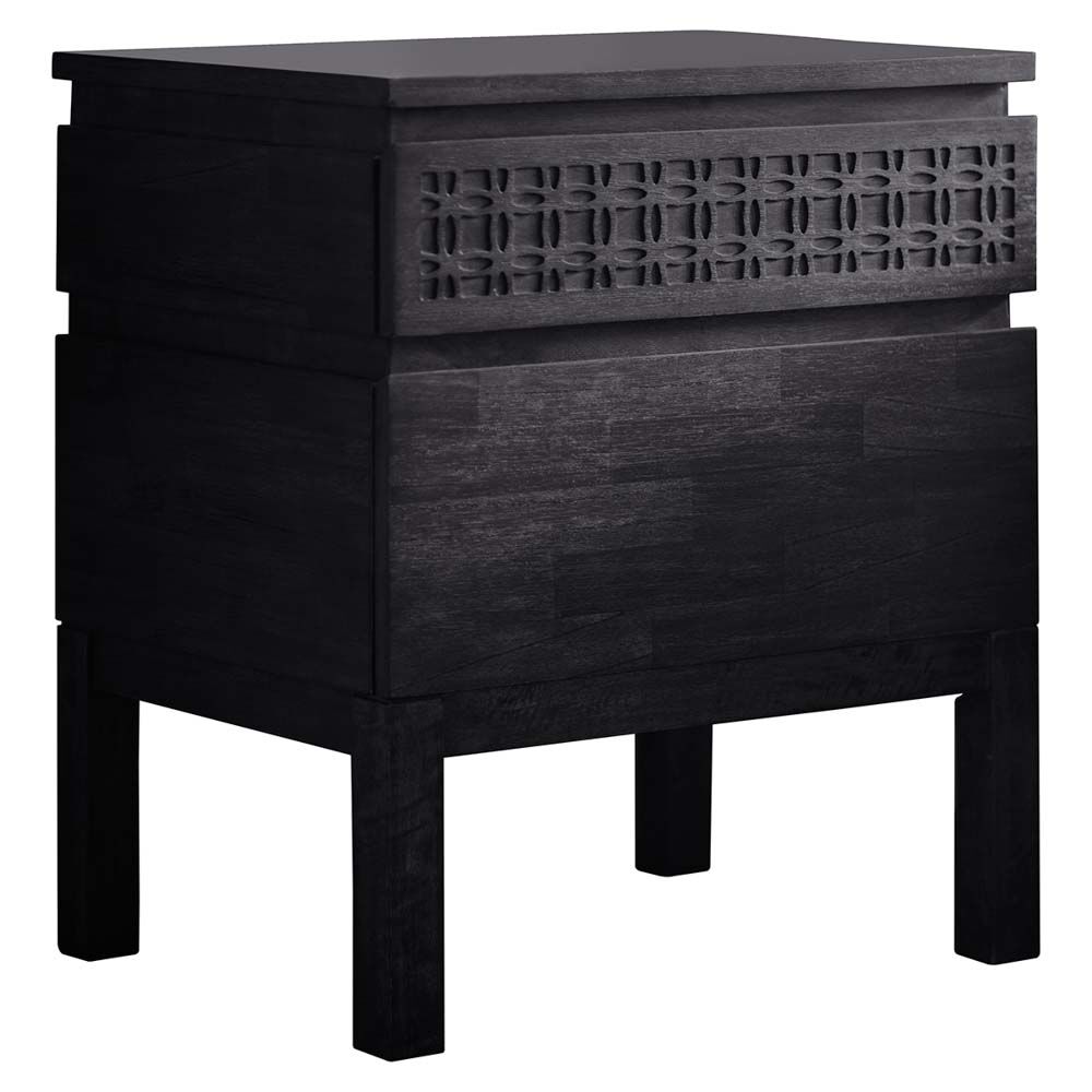Aswan Boutique Bedside 2 Drawer Chest Black Mango - Image 4
