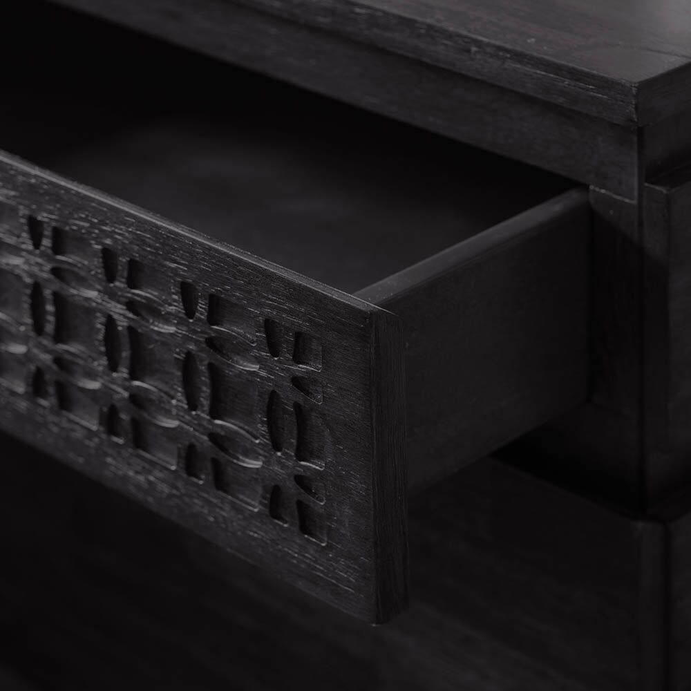 Aswan Boutique Bedside 2 Drawer Chest Black Mango - Image 2