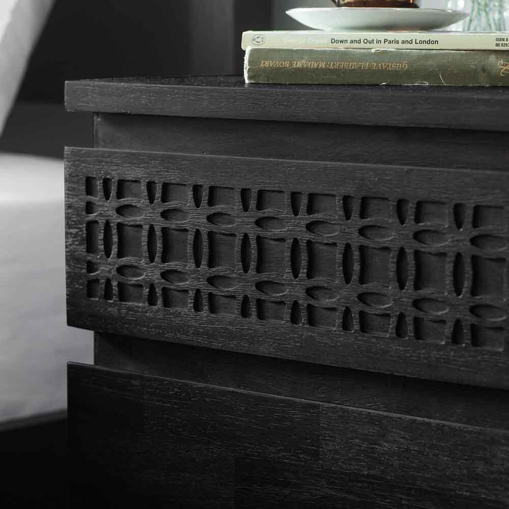 Aswan Boutique Bedside 2 Drawer Chest Black Mango - Image 3