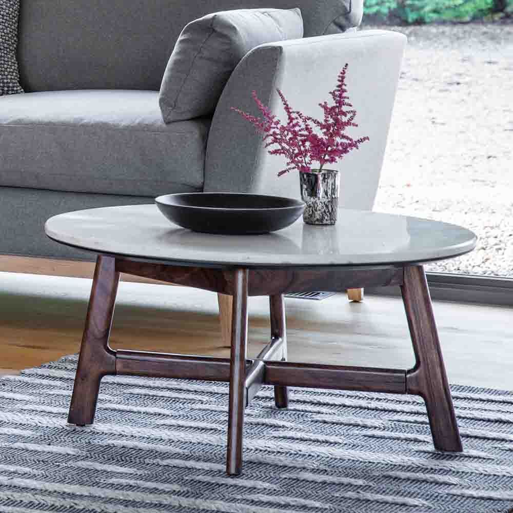 Managua Round Coffee Table Dark Wood / Marble - Image 2