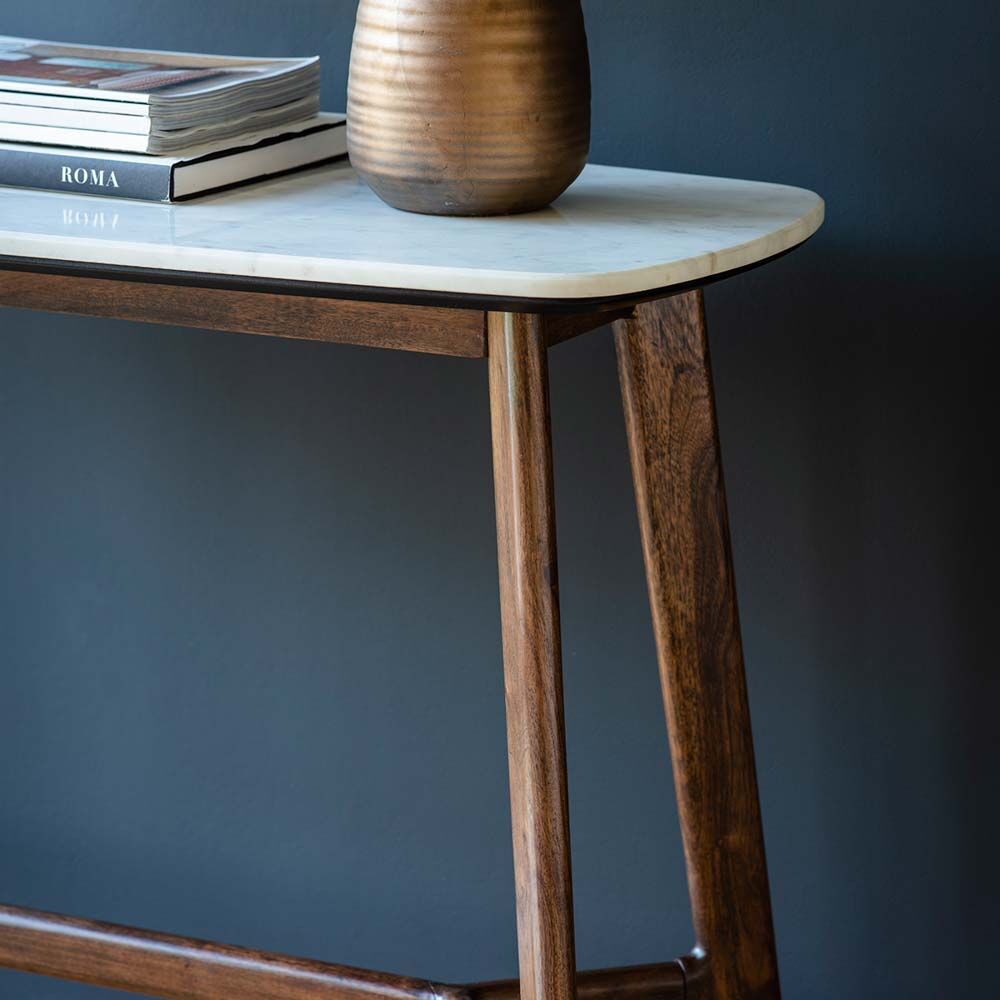 Managua Console Table Dark Wood / Marble - Image 3