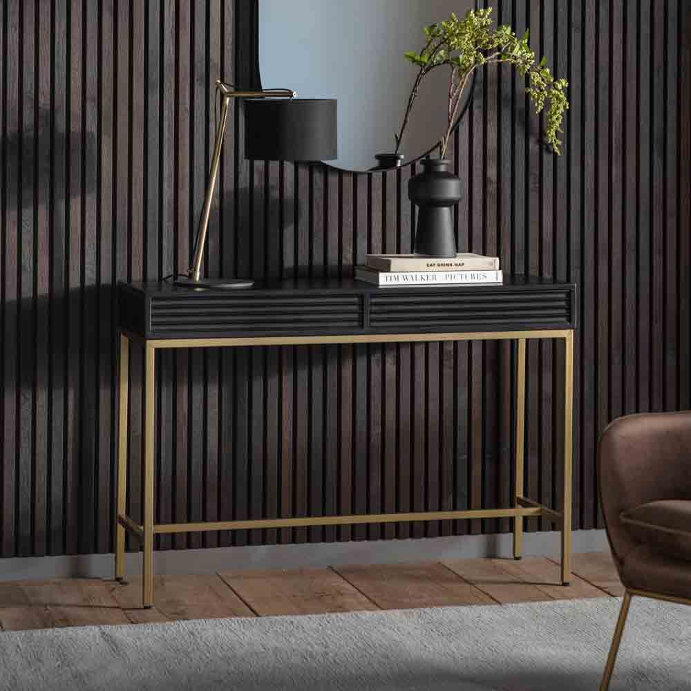 Pavlova 2 Drawer Console Table Black / Gold