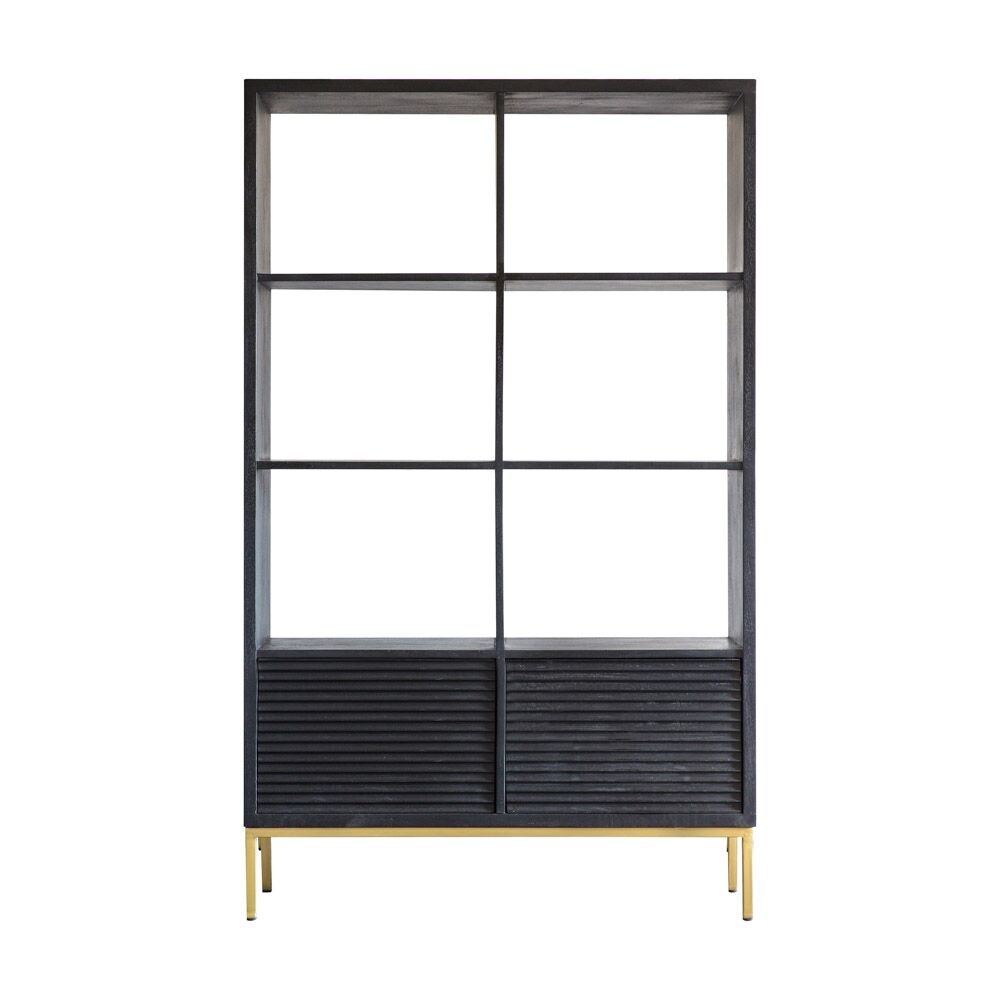 Pavlova 2 Door Open Display Unit Black / Gold - Image 5