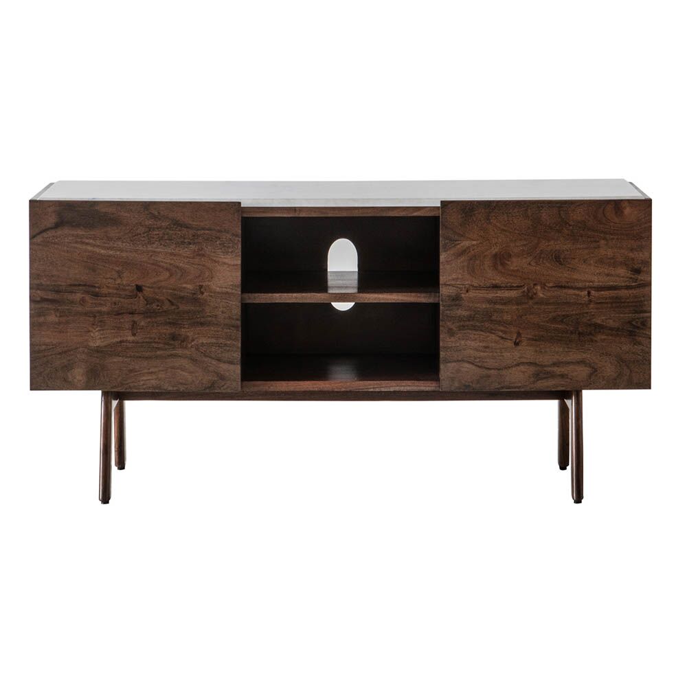 Managua Media Cabinet Dark Wood / Marble - Image 5