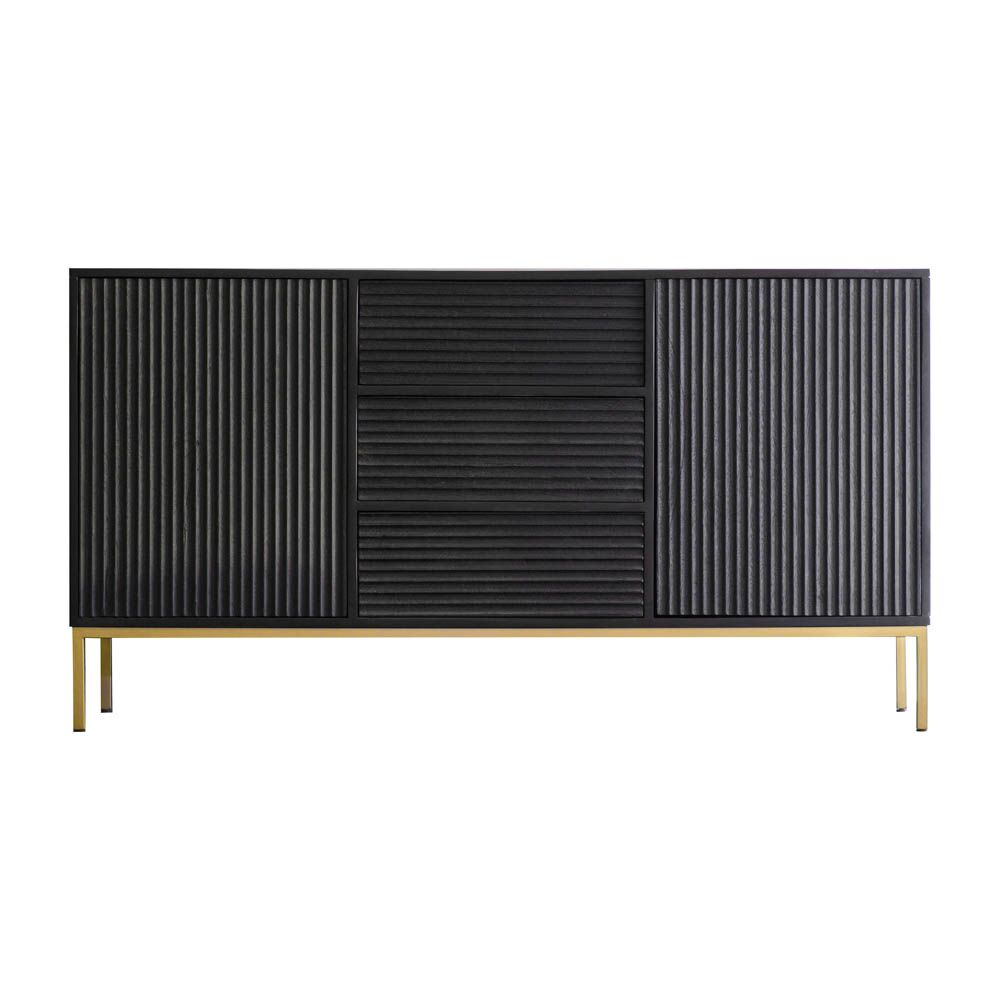 Pavlova 2 Door 3 Drawer Sideboard Black / Gold - Image 5