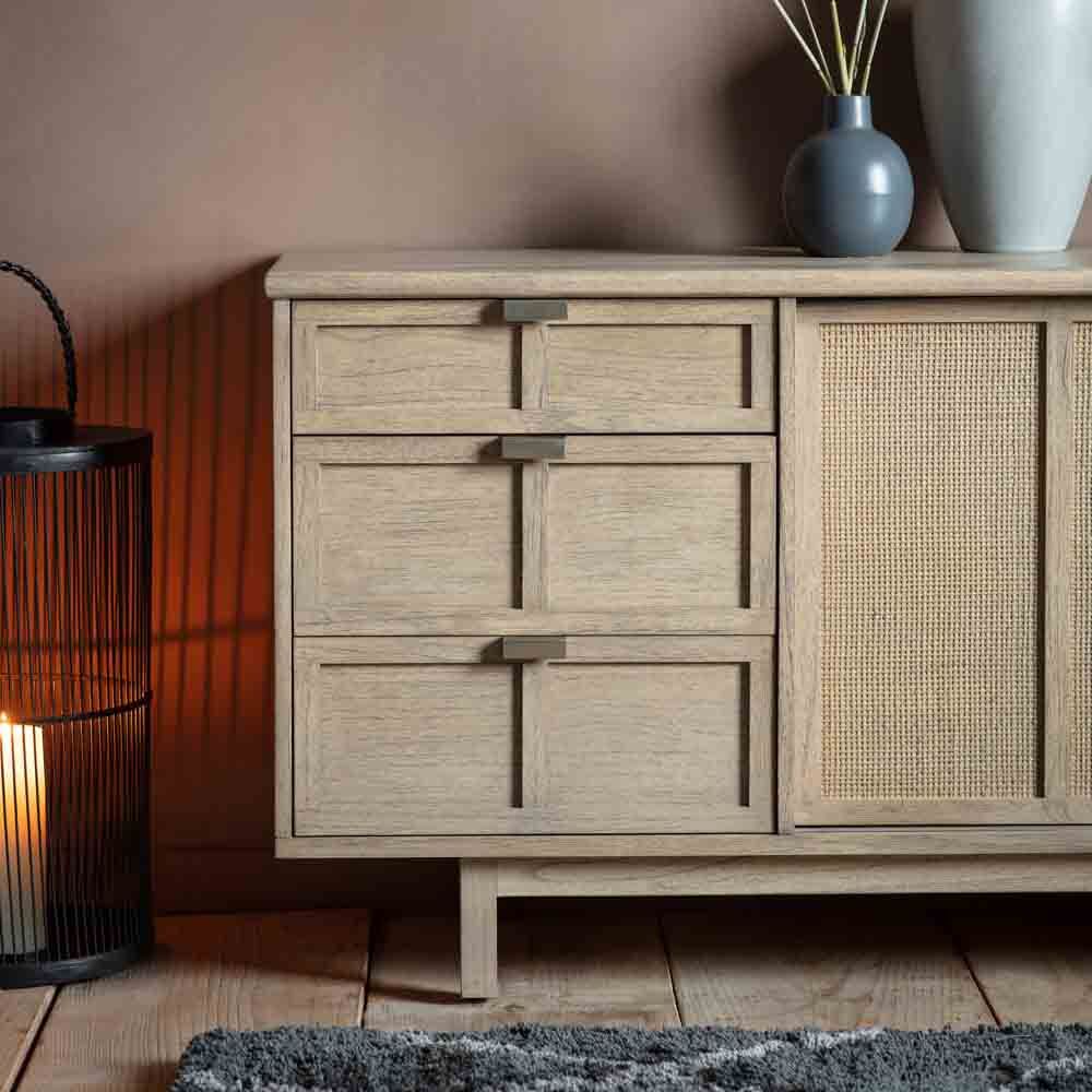 Tokyo 3 Drawer 2 Door Sideboard Natural - Image 2