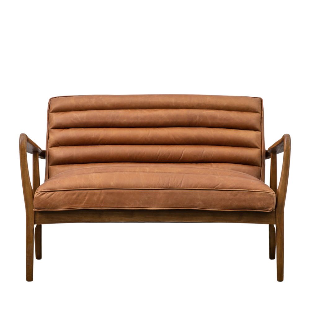 Busan 2 Seater Sofa Vintage Brown Leather - Image 3