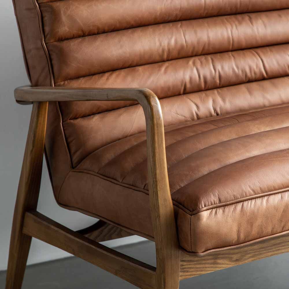 Busan 2 Seater Sofa Vintage Brown Leather - Image 2