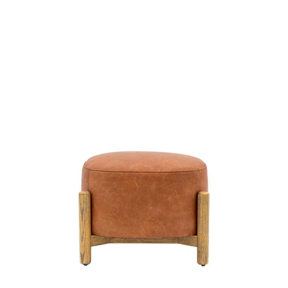 Wolfsberg Footstool Vintage Brown Leather - Image 4