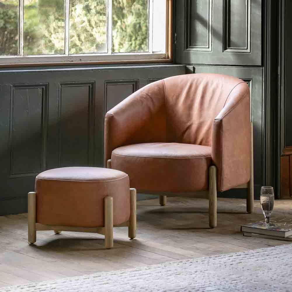 Wolfsberg Footstool Vintage Brown Leather