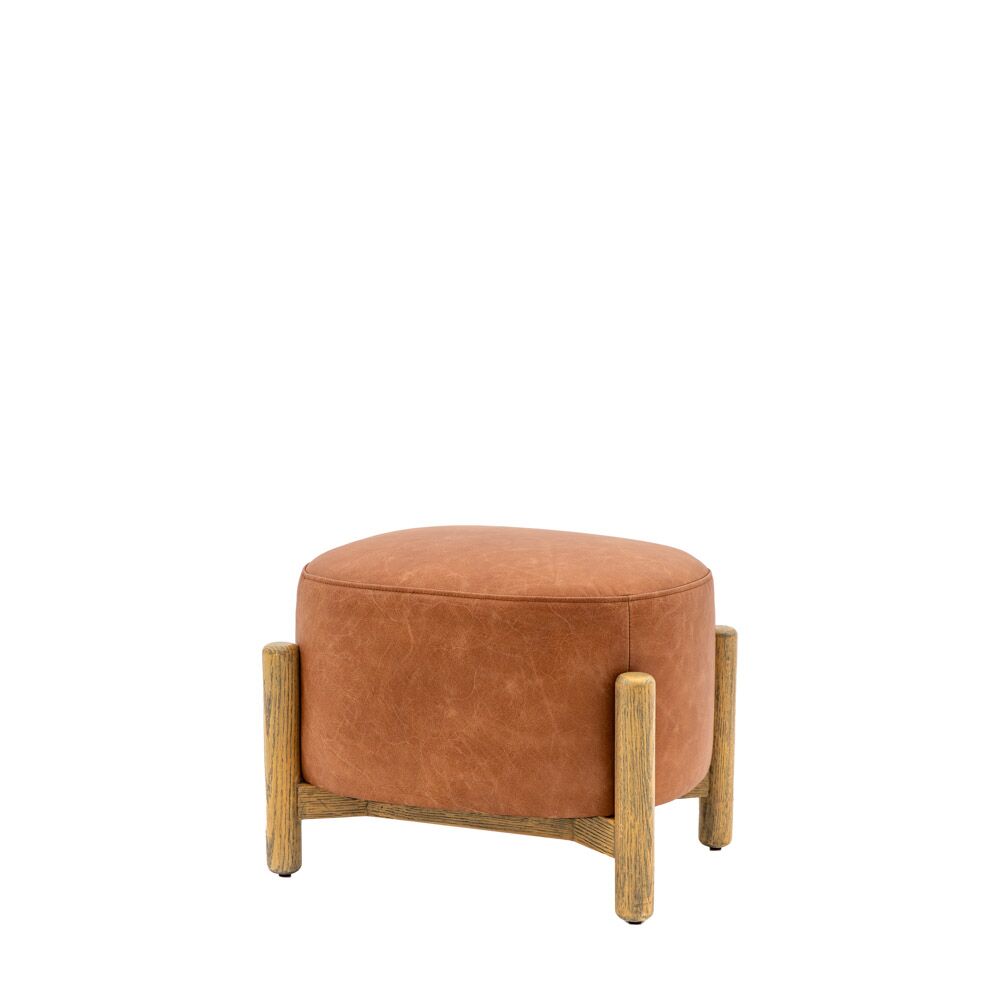 Wolfsberg Footstool Vintage Brown Leather - Image 3