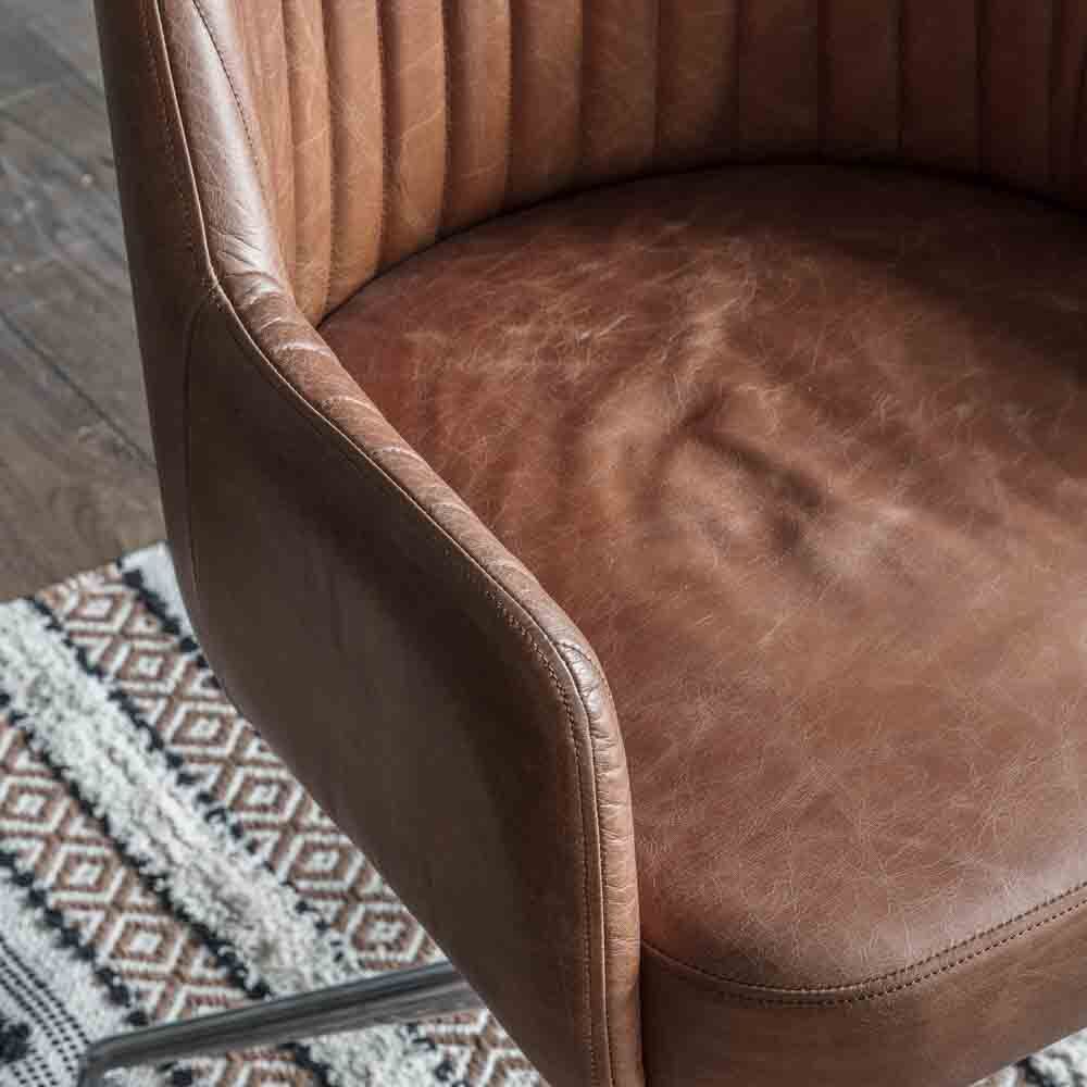 Lublin Swivel Chair Vintage Brown Leather - Image 2