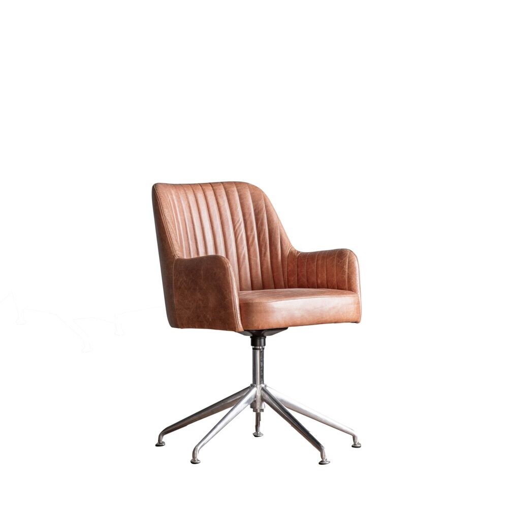Lublin Swivel Chair Vintage Brown Leather - Image 3