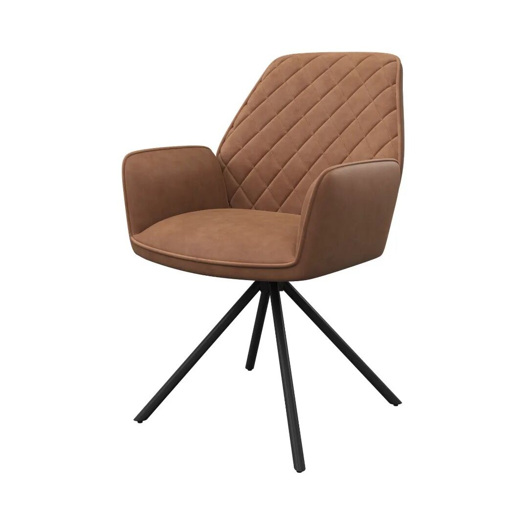 Lina Swivel Dining Chair Tan - Pair - Image 2