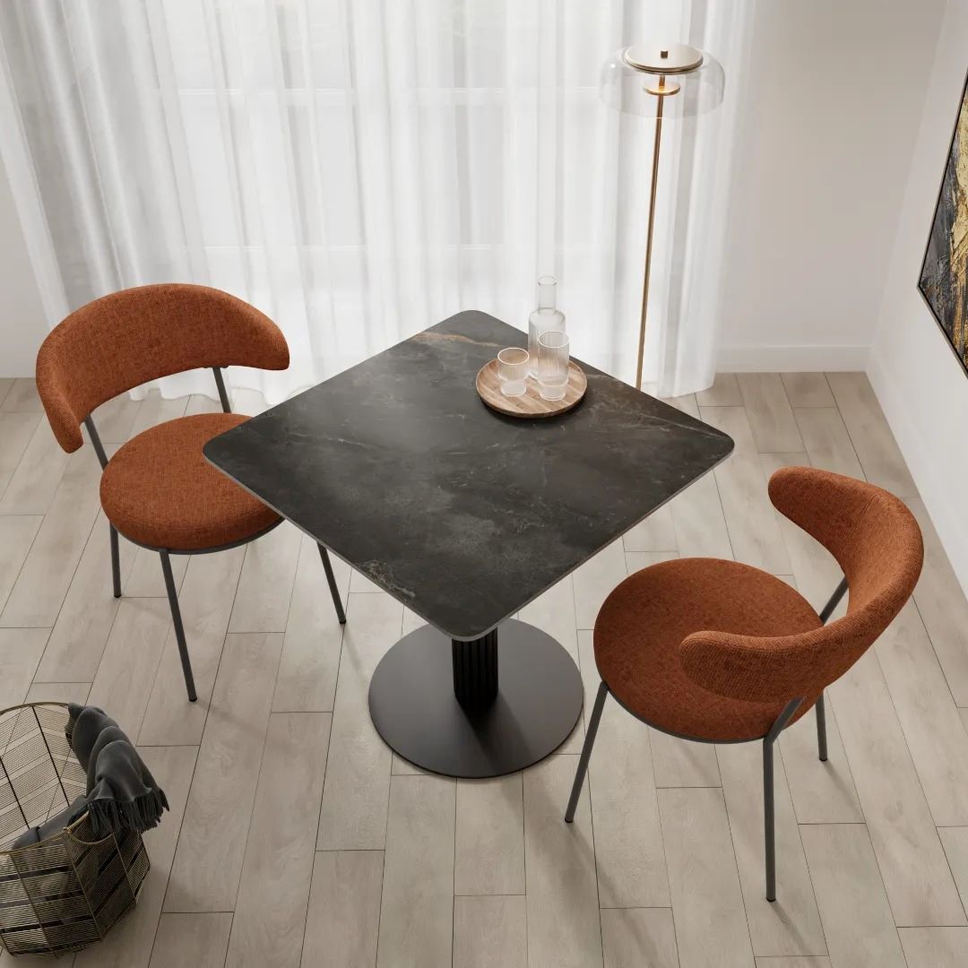 Cartier Square Gloss Grey Ceramic Dining Table - 80cm - Image 3
