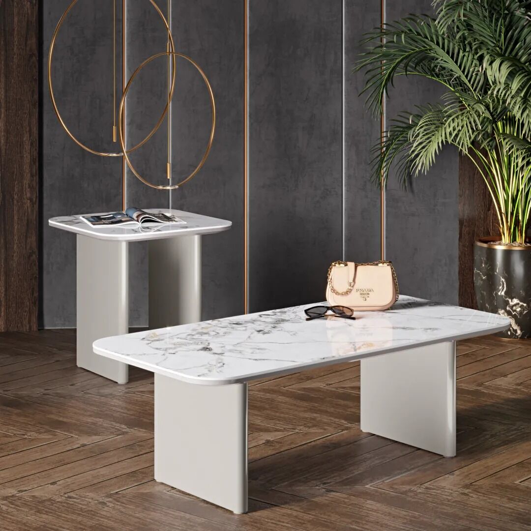 Milano Gloss White Ceramic Side Table - Image 4