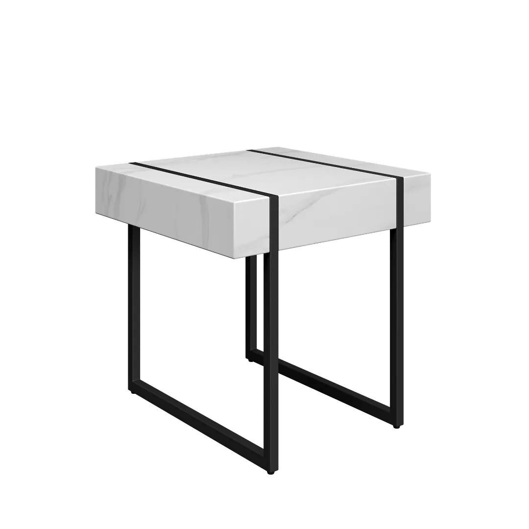 Montblanc White Marble Effect Side Table - Image 2