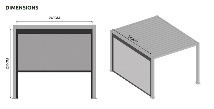 Nova <br> 2.6m Pull Down Screen for Titan 5.3m Pergolas Grey - Image 2