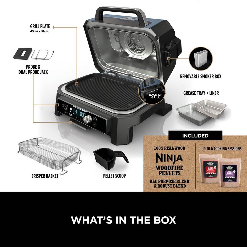 Ninja OG901UK Woodfire Pro Connect XL Electric BBQ Grill & Smoker - Black/Blue - Image 6