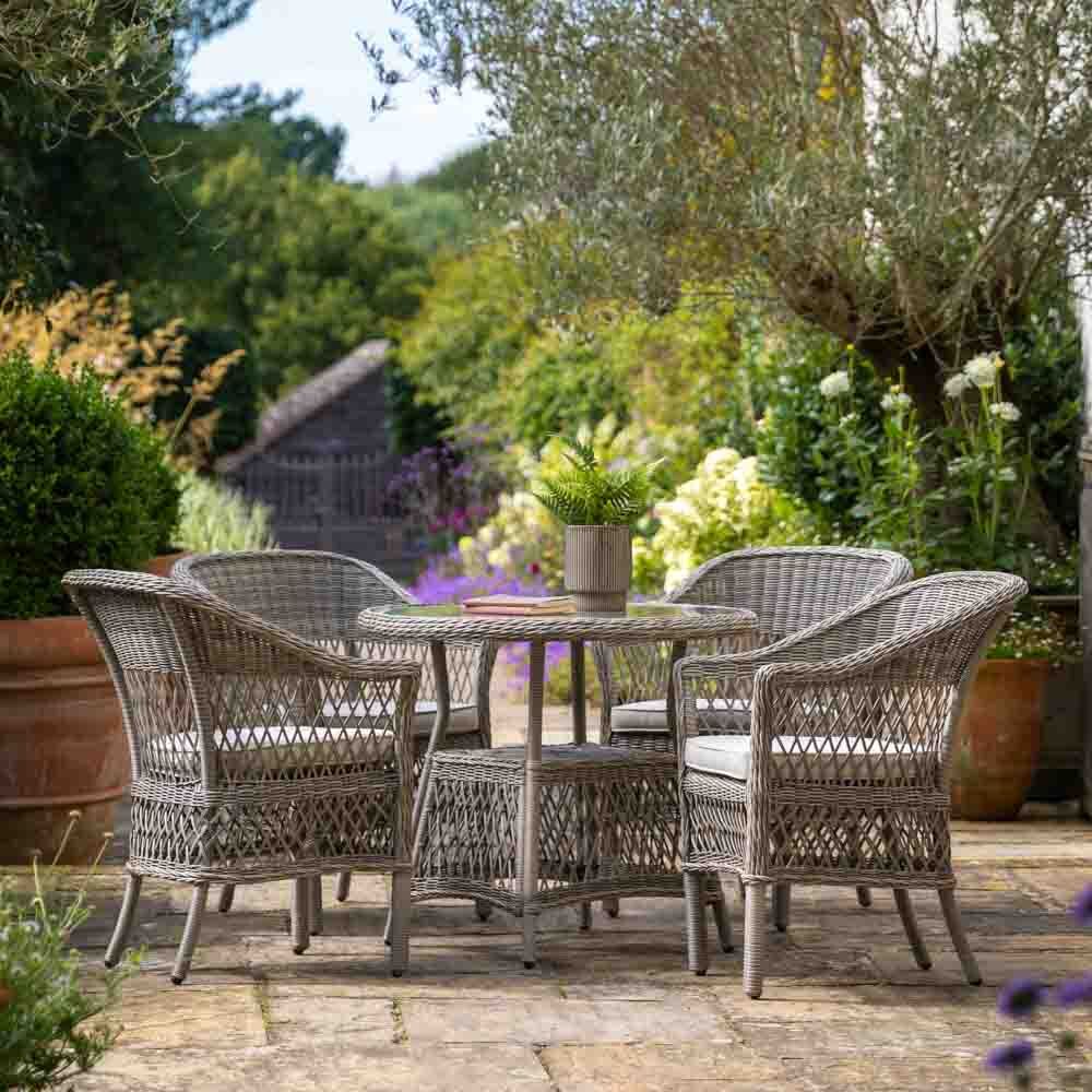 Debar 4 Seater Round Dining Set Stone