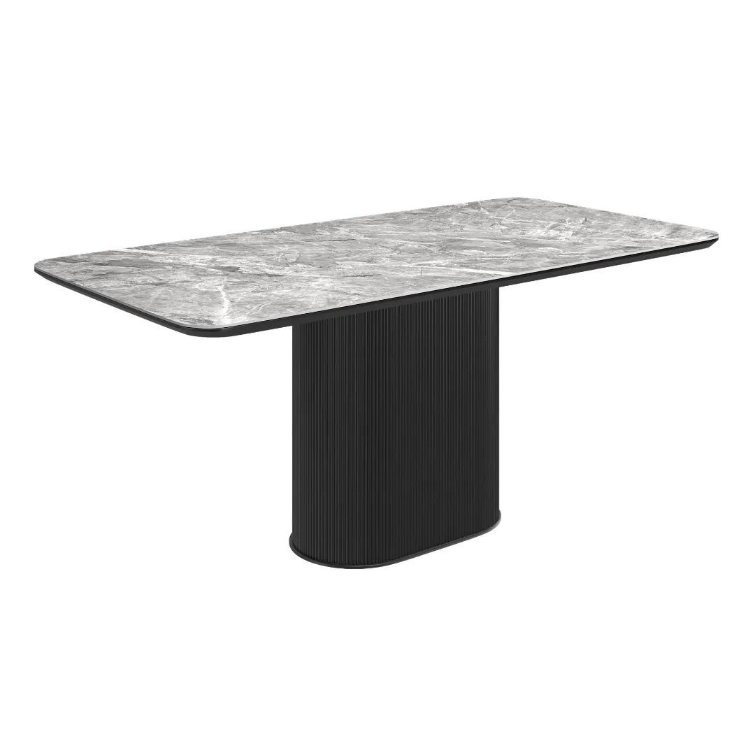 Roberto Fixed Gloss Light Grey Ceramic Dining Table - 180cm - Image 2