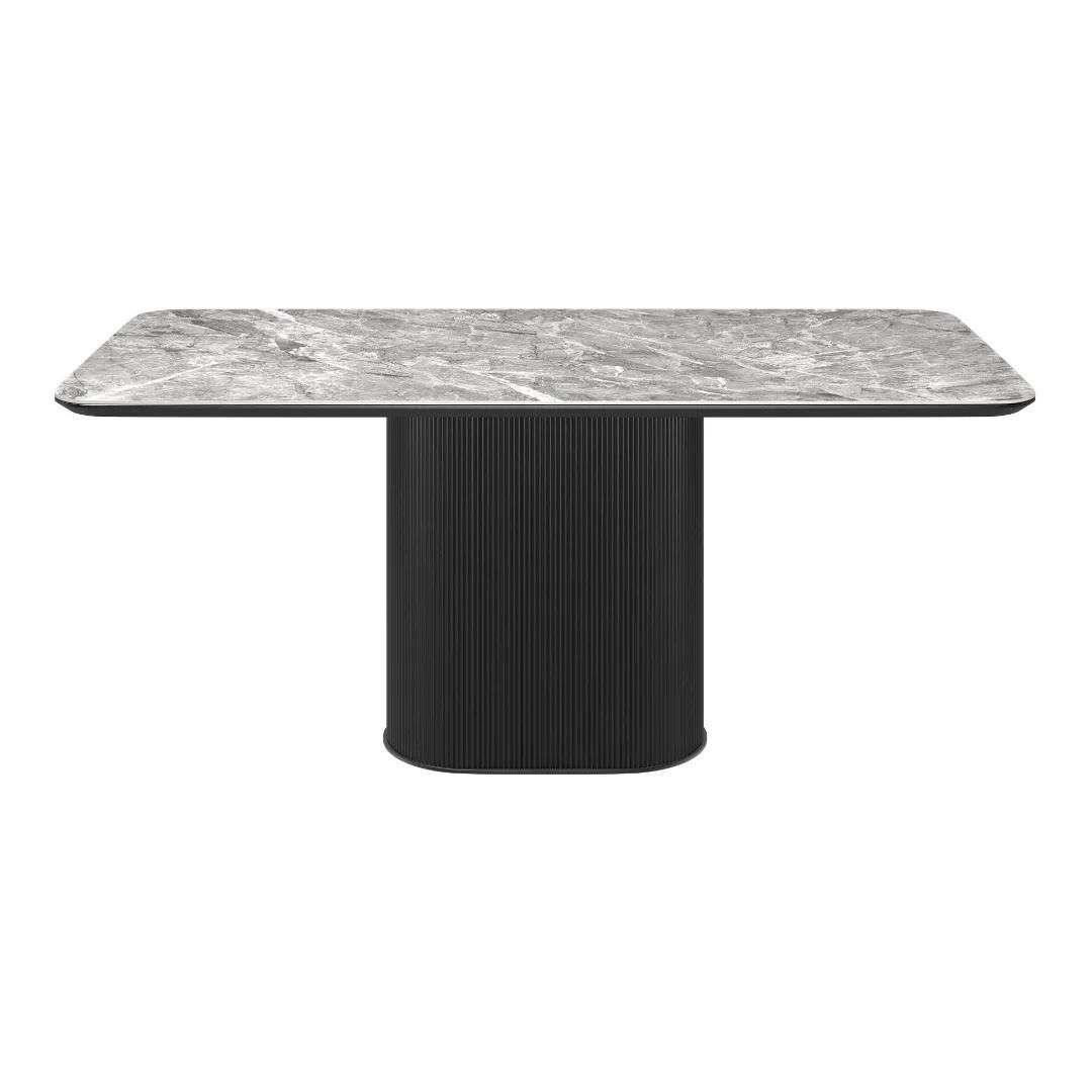 Roberto Fixed Gloss Light Grey Ceramic Dining Table - 180cm - Image 3