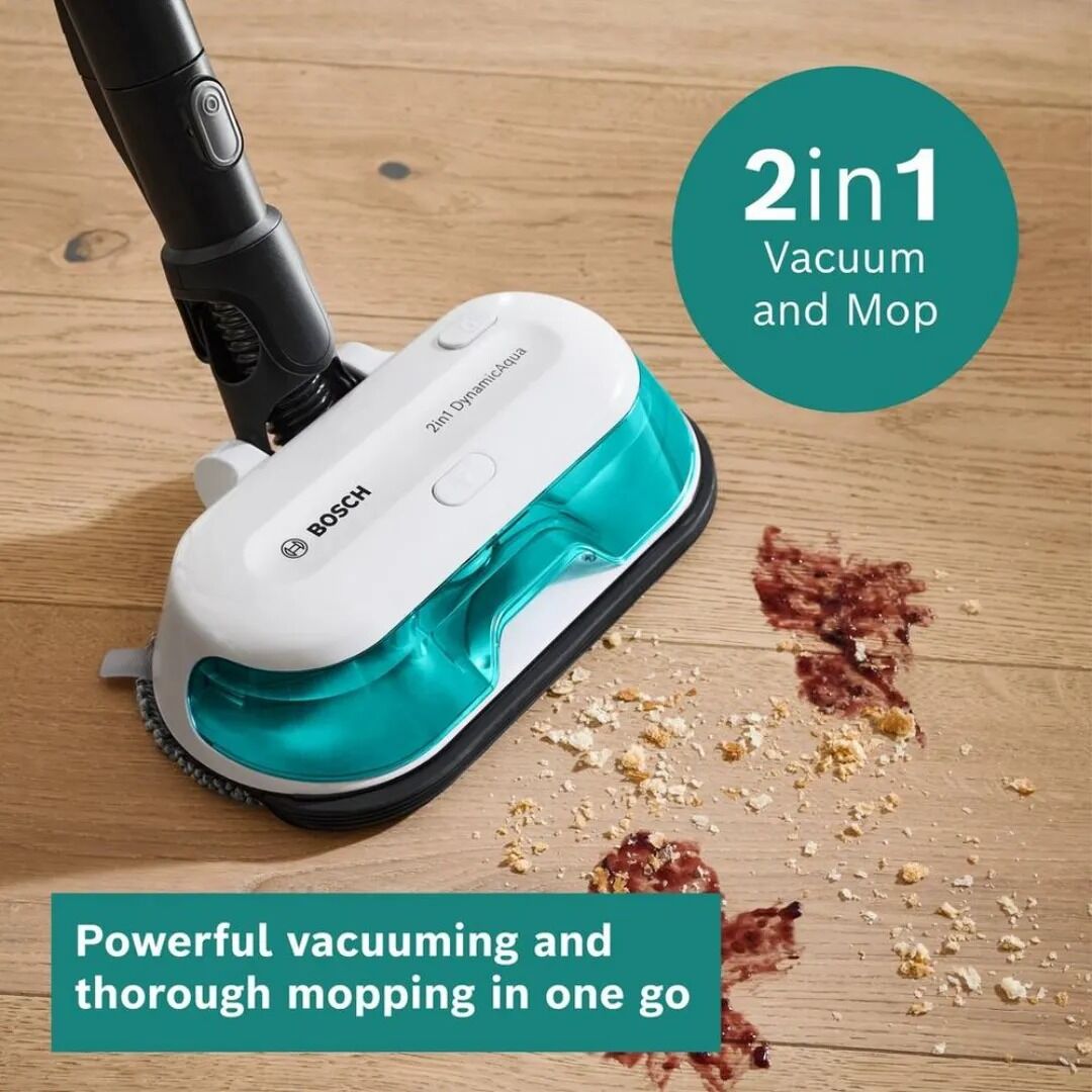 Bosch Unlimited 7 BCS71HYGGBKIT Aqua Vacuum & Mop PLUS Battery - 40 Minutes Run Time - White - Image 3