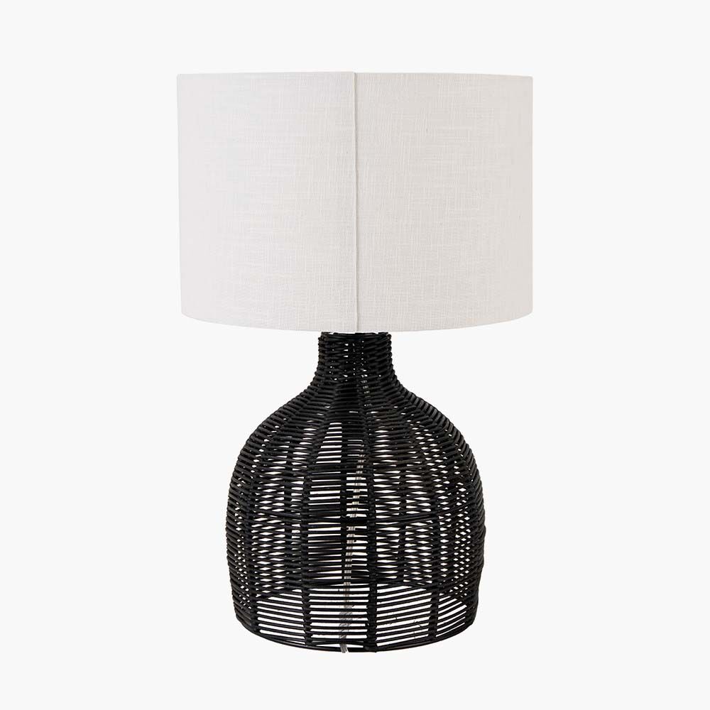 Pacific Caswell Black Rattan Cloche Table Lamp 30-1036-C - Image 2