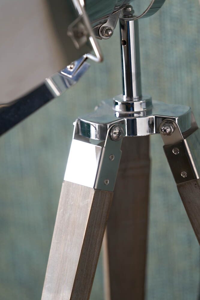 Pacific Hereford Grey Wood and Silver Metal Film Tripod Table Lamp 30-300-C - Image 2