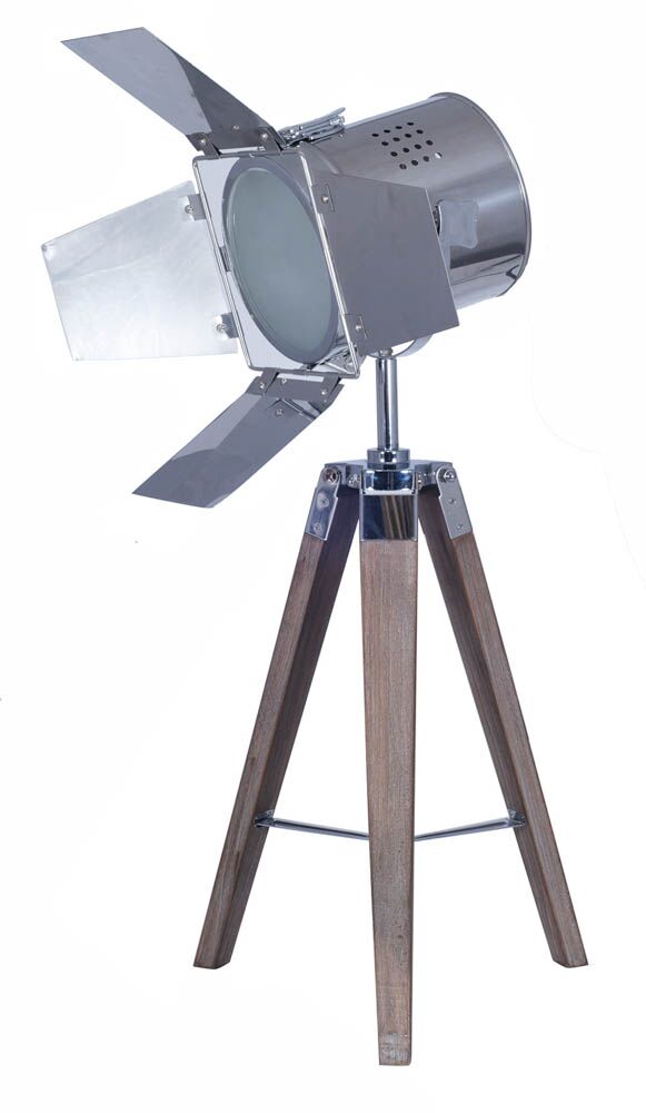 Pacific Hereford Grey Wood and Silver Metal Film Tripod Table Lamp 30-300-C - Image 5