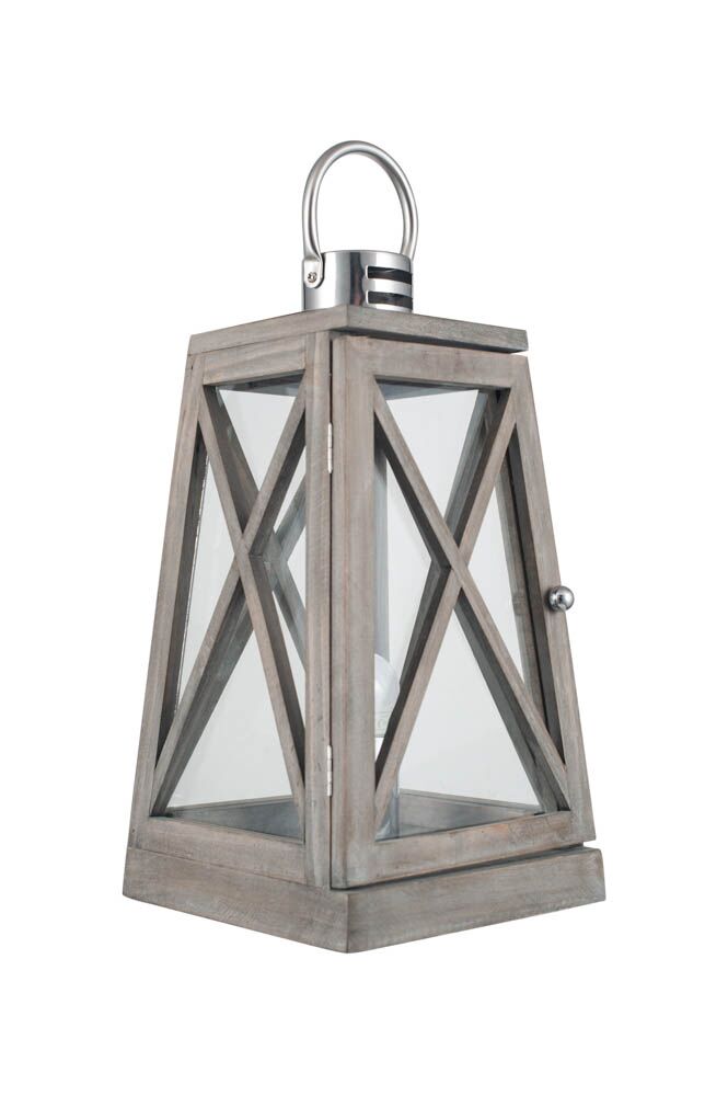 Pacific Devon Grey Wood and Chrome Lantern Table Lamp 30-731-C - Image 2