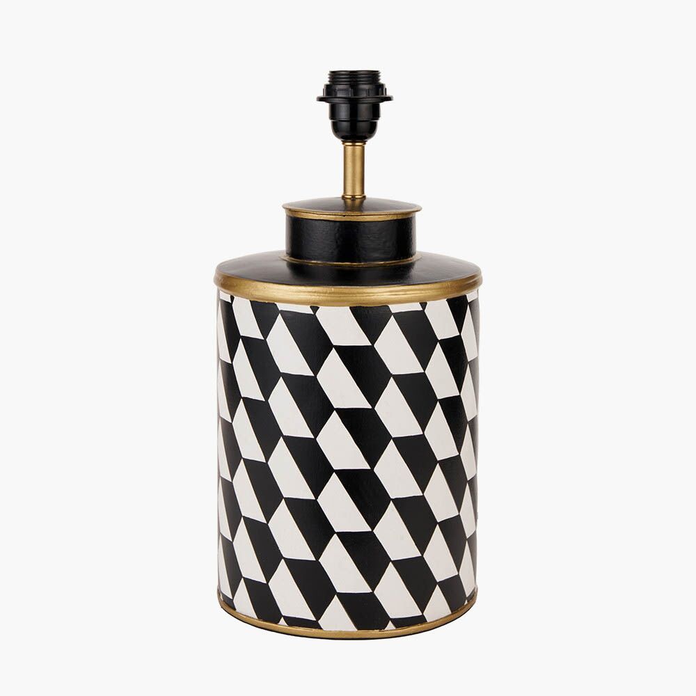 Pacific Victor Black and White Geometric Hand Painted Metal Table Lamp 30-949-BO - Image 3