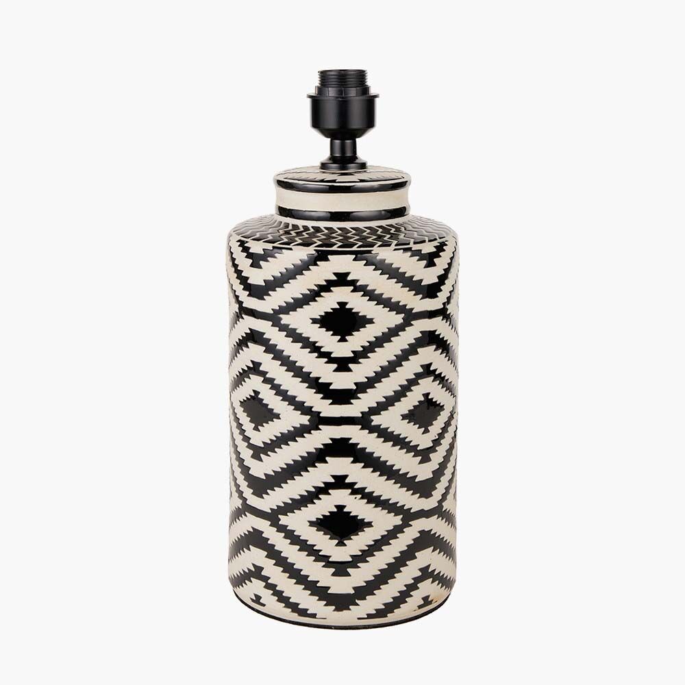 Pacific Chirala Black and White Tall Ikat Ceramic Table Lamp 30-953-BO - Image 3