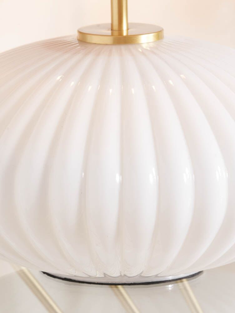 Pacific Emilia White Ribbed Glass & Gold Metal Oval Table Lamp 30-963-BO - Image 4