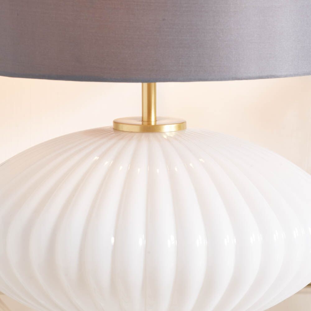 Pacific Emilia White Ribbed Glass & Gold Metal Oval Table Lamp 30-963-BO - Image 5