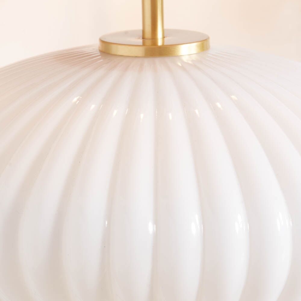 Pacific Emilia White Ribbed Glass & Gold Metal Oval Table Lamp 30-963-BO - Image 7