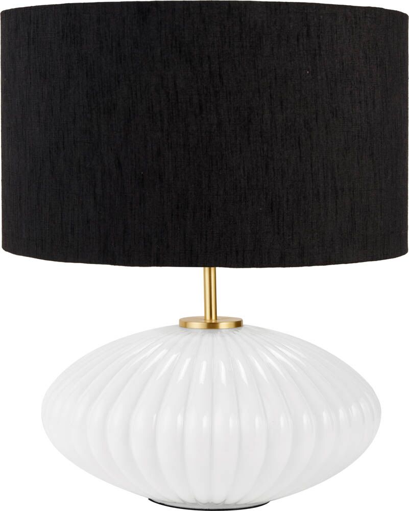 Pacific Emilia White Ribbed Glass & Gold Metal Oval Table Lamp 30-963-BO - Image 9