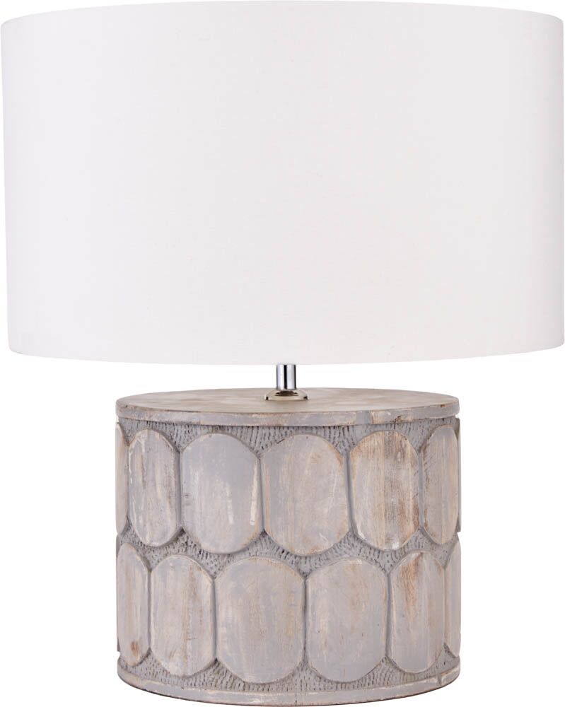 Pacific Cezara Embossed Grey Wood Wide Table Lamp 30-968-BO - Image 2